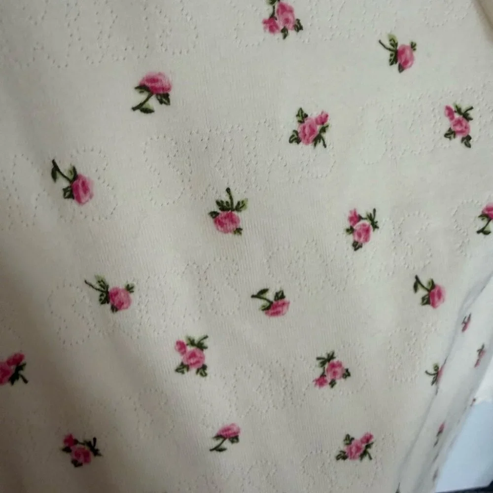 SKIMS NWOT Logo Pointelle Floral Cream Mini Dress - Picture 3 of 9